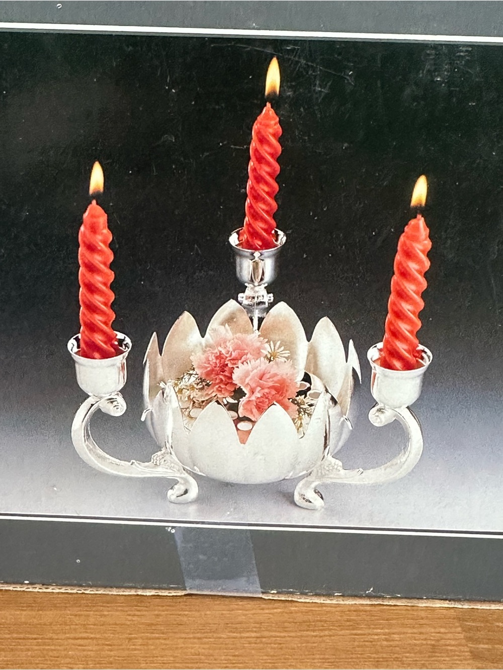 Vintage Regal Silver 3 Arm Candelabra Flower Frog Centerpiece w/ Box